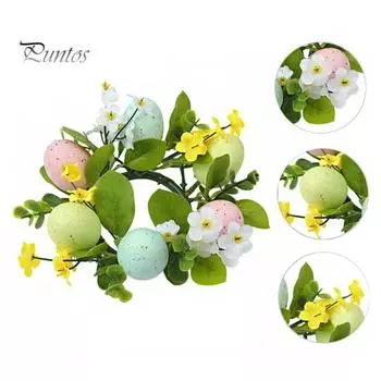 Кольца для свечей в виде пасхальных яиц, венок, искусственный подсвечник в виде пасхального яйца, мини-венок, кольцо для свечей в виде весеннего яйца для праздничного декора дома и офиса B