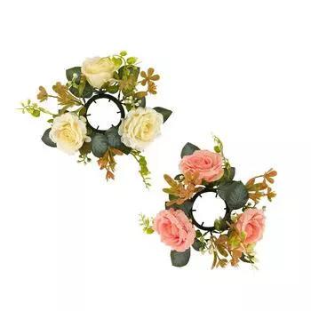 Кольца для свечей, венок, креативные цветочные столбы, держатели свечей, гирлянда для гостиной, свадьбы, фермерского дома, праздничные атрибуты белый