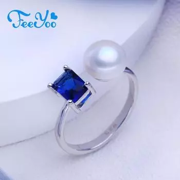 Кольца FEEYOO с натуральным пресноводным жемчугом для женщин и девочек, классическое кольцо регулируемого размера, вечерние украшения