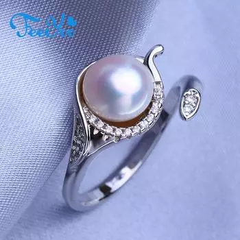 Кольца FEEYOO с натуральным пресноводным жемчугом для женщин и девочек, классическое кольцо регулируемого размера, вечерние украшения Adjustable size белый