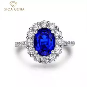 Кольца GICA GEMA из стерлингового серебра 925 пробы с сапфирами и цирконами, драгоценные камни для женщин, сверкающие свадебные ювелирные изделия US 5 синий