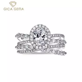 Кольца Gica Gema с высокоуглеродистыми бриллиантами, стерлинговое серебро 925 пробы, 6*8 мм, белый драгоценный камень, овальной формы, романтические ювелирные изделия, подарки для свадебной вечеринки, новая тенденция 6 белый