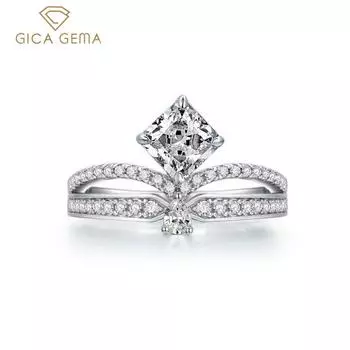 Кольца Gica Gema с высокоуглеродистыми бриллиантами, стерлинговое серебро 925 пробы, 6*6 мм, уникальный дизайн, романтические изящные украшения на палец, подарки для свадебной вечеринки, новая тенденция 5 белый