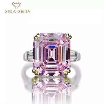 Кольца Gica Gema с высокоуглеродистыми бриллиантами, стерлинговое серебро 925 пробы, 14*16 мм, 3 цвета, драгоценный камень, уникальный дизайн, романтические тонкие ювелирные изделия на палец, подарки для свадебной вечеринки 5 розовый
