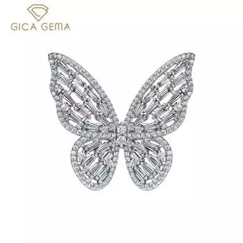 Кольца Gica Gema с высокоуглеродистыми бриллиантами, стерлинговое серебро 925 пробы, 30*31 мм, белый драгоценный камень, форма бабочки, романтические ювелирные изделия, подарки для свадебной вечеринки, новая тенденция 6 белый