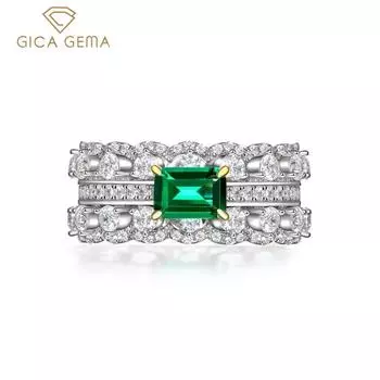 Кольца Gica Gema с высокоуглеродистыми бриллиантами, стерлинговое серебро 925 пробы, зеленый драгоценный камень, уникальный дизайн, романтические изящные украшения на палец, подарки для свадебной вечеринки, новая тенденция 6 зелёный