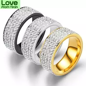 Кольца Hip Hop Iced Out Full Cz, золотые, серебряные, обручальные кольца из нержавеющей стали для женщин и мужчин, ювелирные изделия, дропшиппинг 10