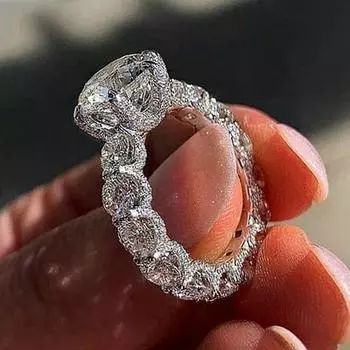 Кольца Huitan Eternity Promise, женские роскошные модные обручальные свадебные украшения, блестящие сверкающие кольца с кубическим цирконием 10