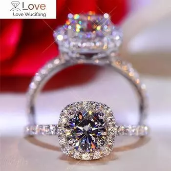 Кольца из 100% муассанита 1 карат 2 карата 3 карата бриллиантовые обручальные кольца Halo для женщин и девушек обещают подарок ювелирные изделия из стерлингового серебра 16