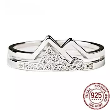 Кольца из 100% стерлингового серебра 925 пробы для женщин, снежные шапки, горный хребет, штабелируемые кольца с цирконием, эффектные ювелирные изделия, подарок для девочек-подростков 5