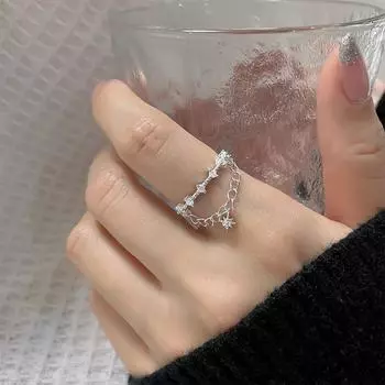 Кольца из циркона AAA, регулируемые кольца с кисточками и звездами для женщин, ювелирные изделия серебряный