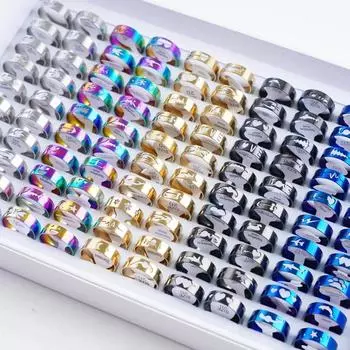 Кольца из нержавеющей стали, 20 шт., модные ювелирные изделия с узором лазерной резки серебряный