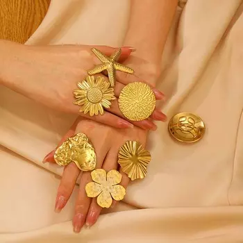 Кольца из нержавеющей стали для женщин, кольцо на указательный палец в форме сердца, нерегулярное геометрическое открытое кольцо, изысканный ретро-ювелирный подарок на фестиваль 2024 года