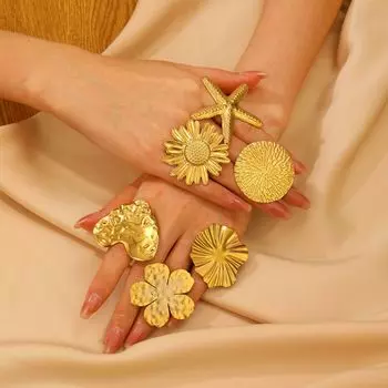 Кольца из нержавеющей стали с металлической текстурой для женщин, регулируемые открытые кольца для указательных пальцев, креативные дизайнерские украшения, аксессуары для вечеринок 736