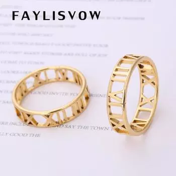 Кольца из нержавеющей стали с римскими цифрами для женщин, девушек, мужчин, полое обручальное кольцо для пары 9 белый