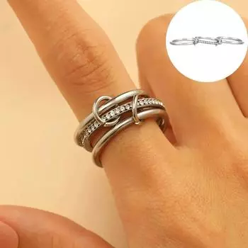 Кольца из нержавеющей стали, штабелируемые, для женщин, эффектные, из смешанных металлов, многослойное кольцо, штабель, кубический цирконий, циркон 10