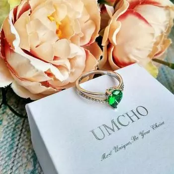 Кольца из серебра 925 пробы с зеленым цирконием Water Drop, женские кольца из серебра 925 пробы с зеленым камнем 5 зелёный