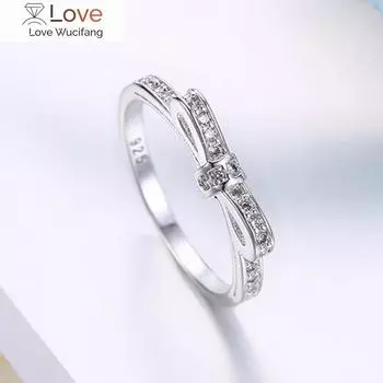 Кольца из серебра 925 пробы с бантом и кристаллами для женщин, размер 6/7/8/9, роскошные подарки на вечеринку, свадебные украшения с бриллиантами 6