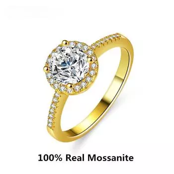 Кольца из стерлингового серебра 18 карат для женщин, 1 карат, муассанит, свадебный комплект, обручальное кольцо, оригинальные ювелирные изделия, роскошный подарок 5