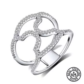 Кольца из стерлингового серебра 925 пробы с перекрестными линиями, многослойные популярные европейские кольца с прозрачным цирконом для женщин и девочек, хит продаж, ювелирные изделия 9
