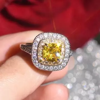 Кольца из стерлингового серебра 925 пробы для женщин, обручальные кольца, ювелирные изделия с топазом, драгоценный камень женского происхождения, топаз, серебро 925 пробы, шкатулка для ювелирных изделий Anel 6 жёлтый