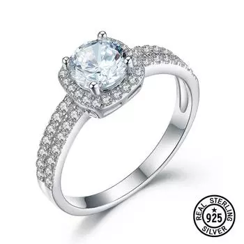 Кольца из стерлингового серебра 925 пробы для женщин, классические круглые прозрачные циркониевые свадебные обручальные кольца, ювелирные изделия на годовщину 6