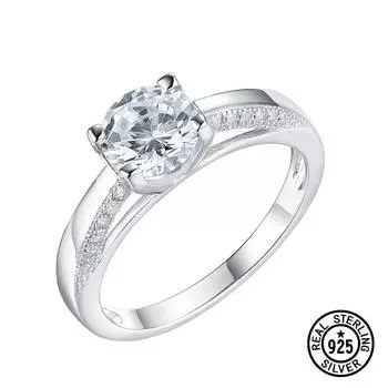 Кольца из стерлингового серебра 925 пробы для женщин, круглые кольца с цирконием, нежное элегантное популярное кольцо на годовщину свадьбы, роскошные обручальные украшения 6