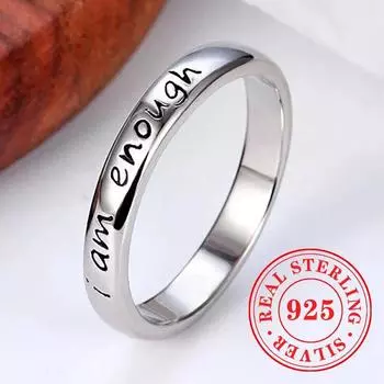 Кольца из стерлингового серебра 925 пробы для женщин с гравировкой слов, минималистичные ювелирные изделия, новинка, аксессуары для пальцев 6 серебряный