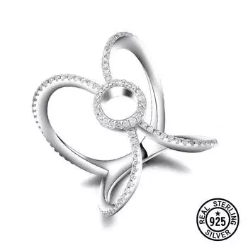 Кольца из стерлингового серебра 925 пробы с круглым полым крестом и кристаллом циркона с микро-паве Женское модное кольцо 9