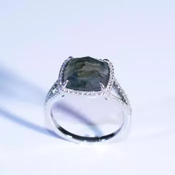 Кольца из стерлингового серебра 925 пробы с зеленым рисунком в виде водорослей, дизайн дорожки кольца для женщины, полностью бриллиантовая огранка 6 зелёный