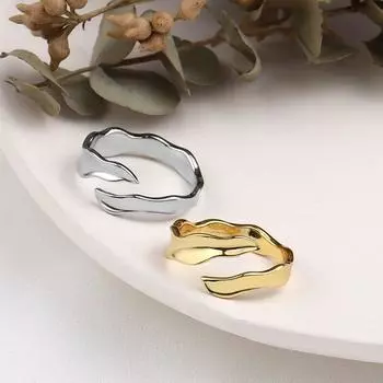 Кольца из стерлингового серебра 925 пробы с нерегулярной волной для женщин, геометрический креативный дизайн, ювелирные изделия для невесты, подарки Resizable