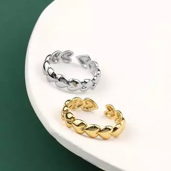 Кольца из стерлингового серебра 925 пробы с сердечками из золота для женщин, минималистичные ювелирные изделия, мужское кольцо Best Friend Resizable