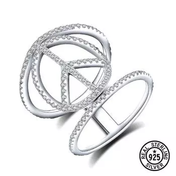 Кольца из стерлингового серебра 925 пробы с европейским узором и линиями, новые кольца с микро-паве и кристаллами циркона для женщин и девочек, популярные ювелирные украшения 7