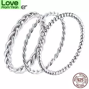 Кольца из стерлингового серебра 925 пробы с плетеной текстурой, витые, сложенные, ювелирные изделия 7