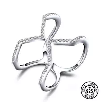 Кольца из стерлингового серебра 925 пробы для женщин, милые круглые штабелируемые кольца с геометрическим цирконием, модные вечерние подарки, ювелирные украшения 6