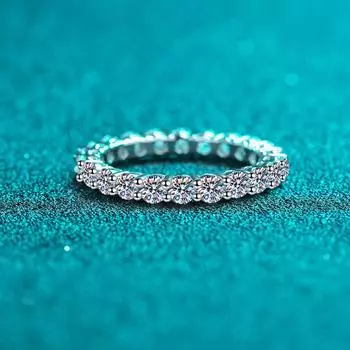 Кольца из стерлингового серебра 925 пробы с муассанитом и позолотой PT950 для женщин No. 16