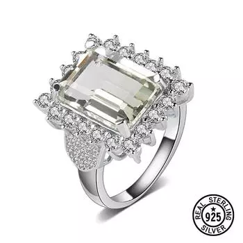 Кольца из стерлингового серебра 925 пробы с большим зеленым аметистом и натуральным драгоценным камнем для женщин, подарки на годовщину, роскошные классические ювелирные украшения 6