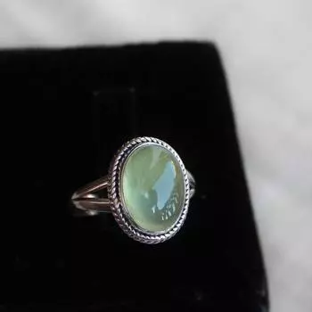 Кольца из стерлингового серебра с пренитом, камень пророчества, подарок для нее, натуральный зеленый пренит, кабошоны из драгоценных камней, подарок на годовщину, наборные кольца Us 5 зелёный