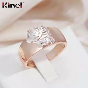 Кольца Kinel из розового золота с серебряным цветком 7 розового золота