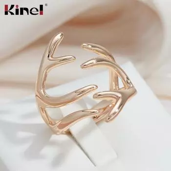 Кольца Kinel с большими рогами для женщин, кольца открытого размера розового золота