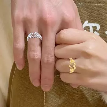 Кольца Love Heart Embrace для пар, регулируемое кольцо на открытый палец для женщин и мужчин, подарок на день Святого Валентина серебряный