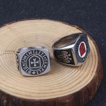 Кольца масонских викингов для мужчин - масонское кольцо тамплиеров - йоркский обряд, цветное кольцо из нержавеющей стали рыцарей тамплиеров красного креста, масонское кольцо 7 серебряный
