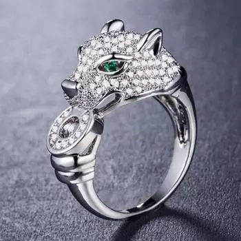 Кольца на палец Caoshi с индивидуальной головой леопарда для мужчин и женщин, инкрустированные блестящим кубическим цирконием, модные вечерние ювелирные аксессуары 7