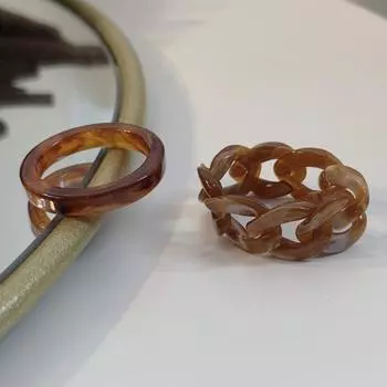 Кольца на палец из 2 шт., разноцветные, гибкие, из смолы, ретро-кольцо для свиданий бежевый