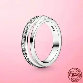 Кольца на палец Lucky, настоящее серебро 925 пробы, тройное кольцо с паве, женское кольцо для женщин, свадебное обручальное ювелирное изделие, подарок 6