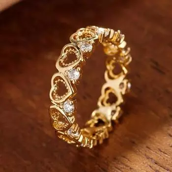 Кольца на палец с полыми сердечками для женщин, золотой цвет, доступная повседневная одежда, изысканные женские аксессуары, подарок для девочек, модные украшения 5 золотой