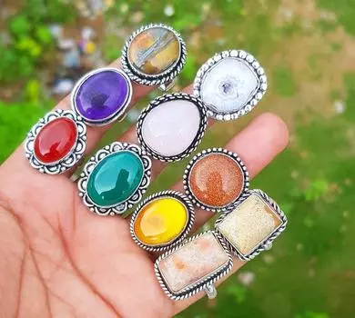 Кольца оптом, кольцо с серебряным покрытием 925 пробы, кольцо с несколькими драгоценными камнями, кольцо ручной работы, женское кольцо, кольца в лоте, подарочное кольцо, размер США от 5 до 10 5-10 Mix синий