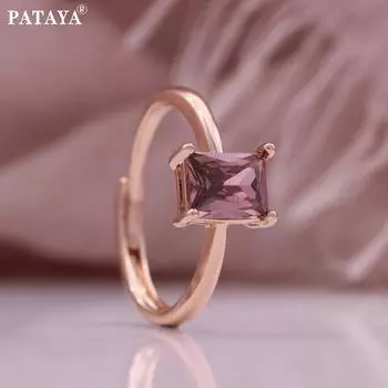 Кольца PATAYA из розового золота с инкрустацией из искусственного циркона оливкового и красного цвета с цветком ююбы оливковый