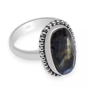 Кольца ручной работы из натурального лабрадорита из стерлингового серебра 925 пробы для женщин и девочек 5.75 синий