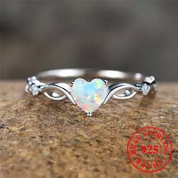 Кольца S925 стерлингового серебра с сердечком из циркония для женщин, элегантные свадебные украшения для вечеринок, подарки 5 серебряный/белый